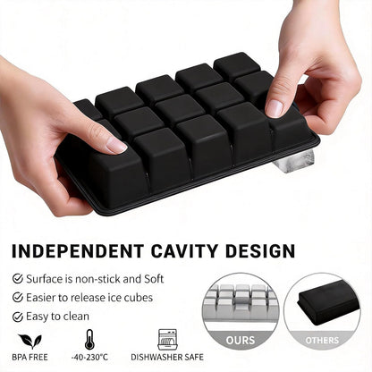Silicone Ice Cube Tray, Ice Cube Mold, Ice Trays for Freezer with Lid for Whiskey, Cocktail, Drinks and Food, Freezer, BPA Free, Easy Release