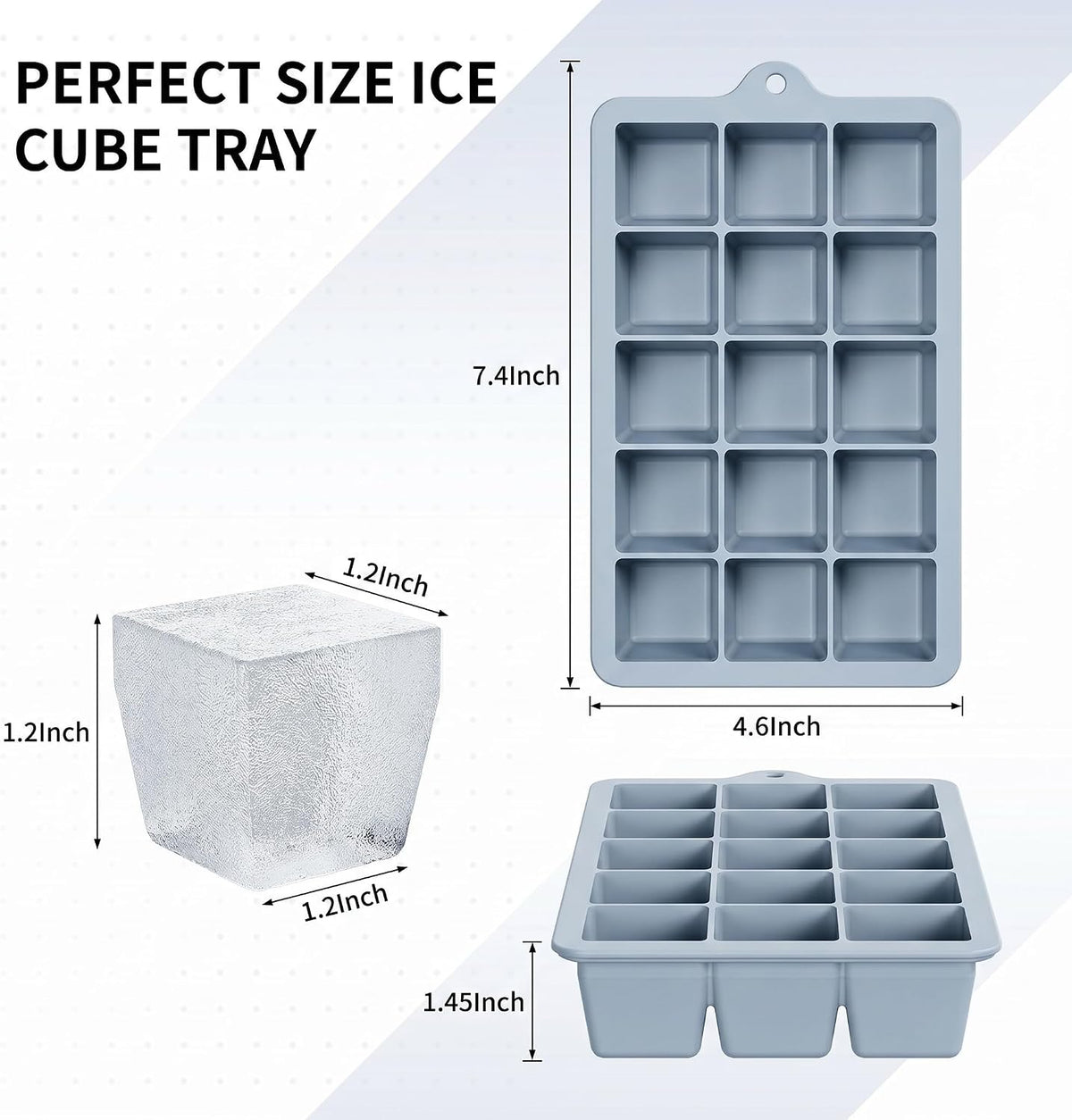 Silicone Ice Cube Tray, Ice Cube Mold, Ice Trays for Freezer with Lid for Whiskey, Cocktail, Drinks and Food, Freezer, BPA Free, Easy Release