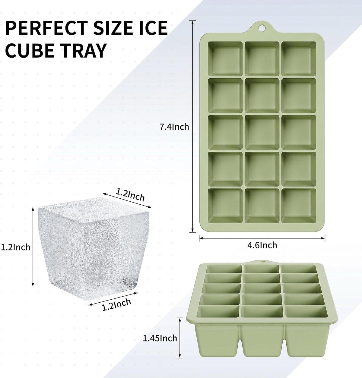 Silicone Ice Cube Tray, Ice Cube Mold, Ice Trays for Freezer with Lid for Whiskey, Cocktail, Drinks and Food, Freezer, BPA Free, Easy Release