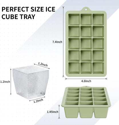 Silicone Ice Cube Tray, Ice Cube Mold, Ice Trays for Freezer with Lid for Whiskey, Cocktail, Drinks and Food, Freezer, BPA Free, Easy Release