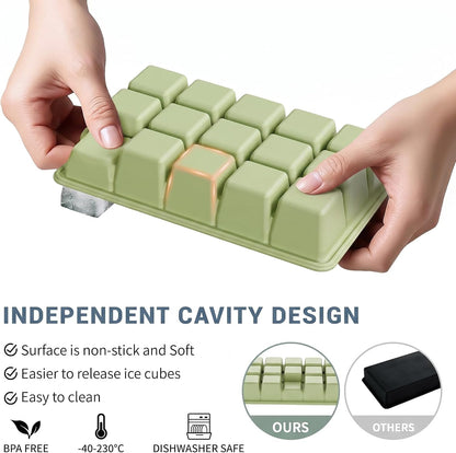Silicone Ice Cube Tray, Ice Cube Mold, Ice Trays for Freezer with Lid for Whiskey, Cocktail, Drinks and Food, Freezer, BPA Free, Easy Release
