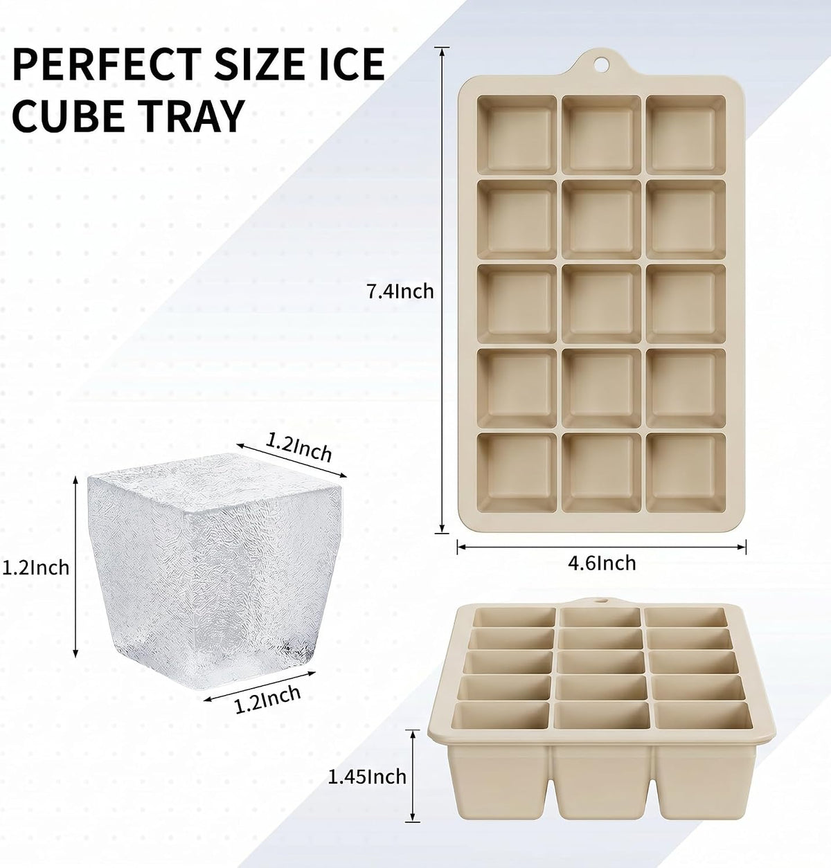 Silicone Ice Cube Tray, Ice Cube Mold, Ice Trays for Freezer with Lid for Whiskey, Cocktail, Drinks and Food, Freezer, BPA Free, Easy Release