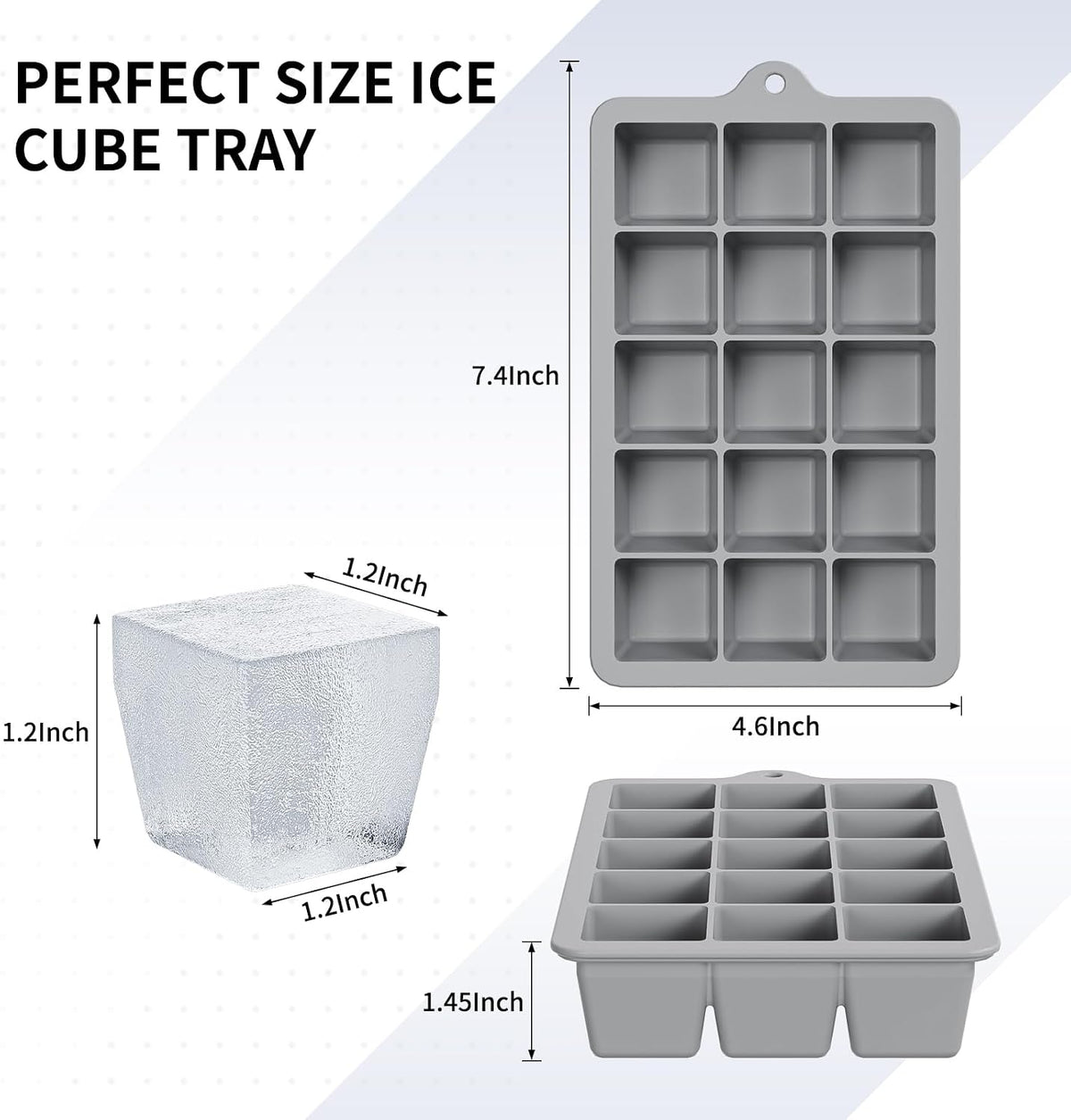 Silicone Ice Cube Tray, Ice Cube Mold, Ice Trays for Freezer with Lid for Whiskey, Cocktail, Drinks and Food, Freezer, BPA Free, Easy Release