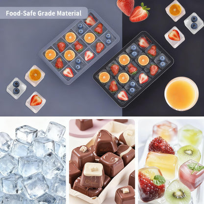 Silicone Ice Cube Tray, Ice Cube Mold, Ice Trays for Freezer with Lid for Whiskey, Cocktail, Drinks and Food, Freezer, BPA Free, Easy Release