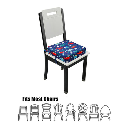 Toddler Booster Seat for Dining Table, Portable Increasing Booster Cushion for Kids, Double Strap Safety,PU Anti-Scratch, Non-Slip Bottom (Blue)