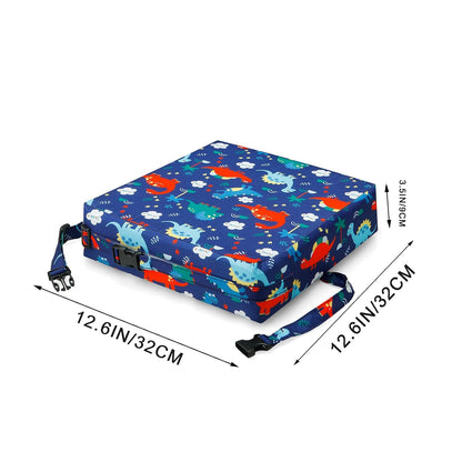 Toddler Booster Seat for Dining Table, Portable Increasing Booster Cushion for Kids, Double Strap Safety,PU Anti-Scratch, Non-Slip Bottom (Blue)