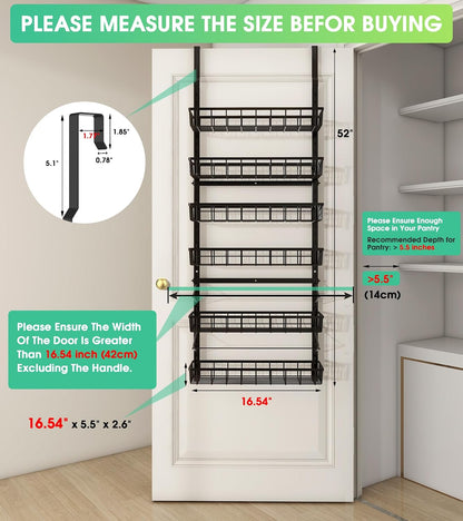 Over The Door Pantry Organizer, Wall Mount Spice Rack 8-Tier White