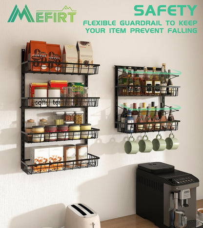 Over The Door Pantry Organizer, Wall Mount Spice Rack 8-Tier White