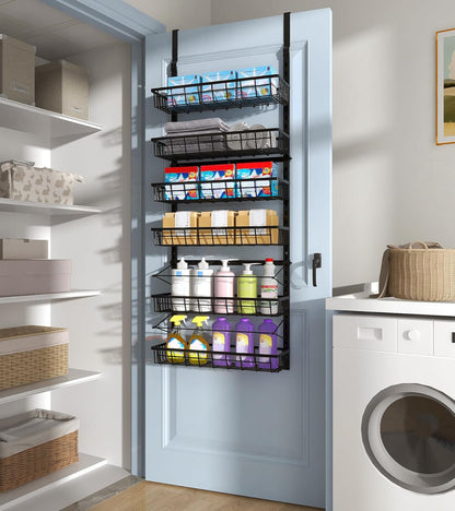 Over The Door Pantry Organizer, Wall Mount Spice Rack 8-Tier White