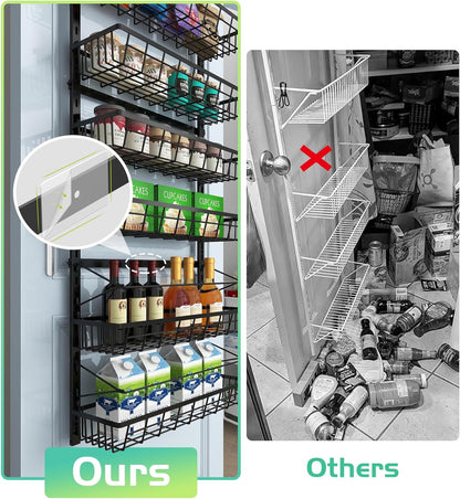 Over The Door Pantry Organizer, Wall Mount Spice Rack 8-Tier White