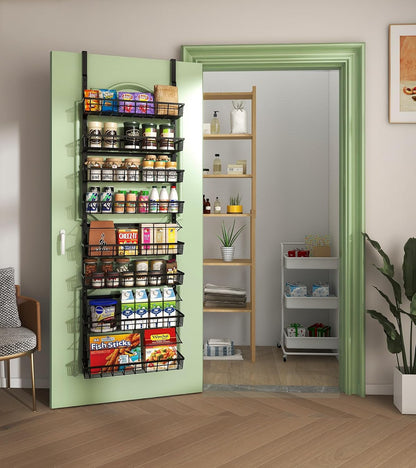 Over The Door Pantry Organizer, Wall Mount Spice Rack 8-Tier White