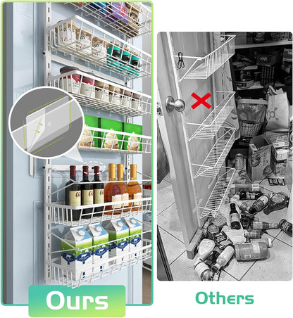 Over The Door Pantry Organizer, Wall Mount Spice Rack 8-Tier White