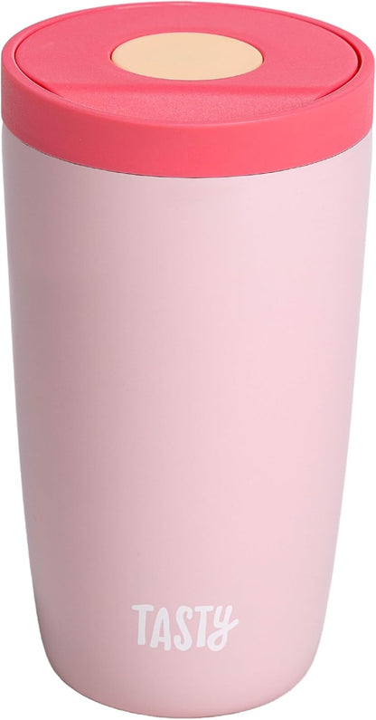 12oz Insulated Stainless Steel Push Mug, Leak-Proof Lid with One-Hand Open/Close Button, Travel Coffee Cup, Double Wall Vacuum Flask, Aqua Blue