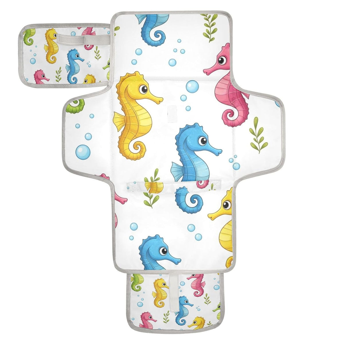 Colorful Seahorses Pattern Portable Diaper Changing Pad Daycare