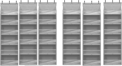 Over Door Organizer with 6 Extra Large Pockets 12 Side Pockets, Sturdy Closet Rack, Hanging Storage Organizer with Clear Window for Shoes, Diapers, Bedroom, Bathroom, Beige