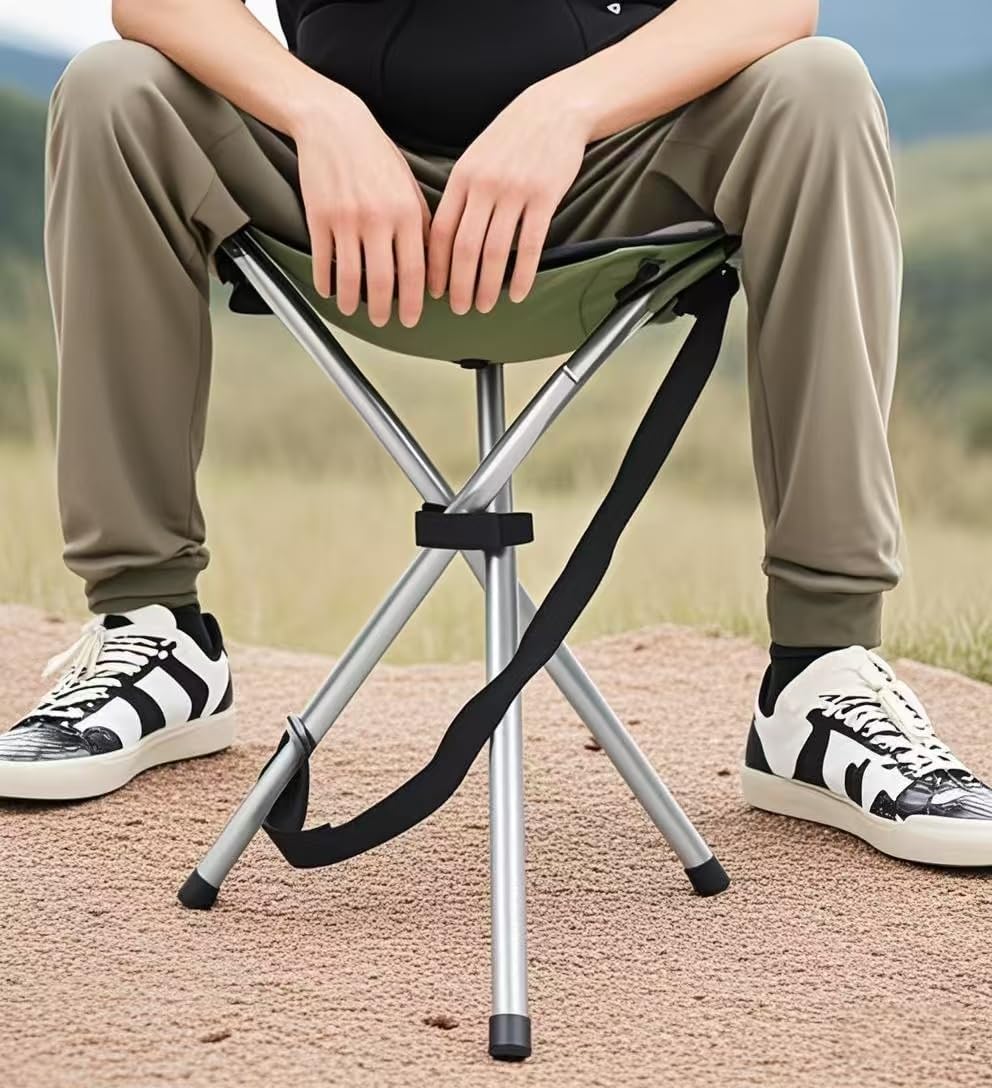 Folding Camping Stool,16.5" Folding Camping Chairs,Portable Tripod Seat,Outdoor Travel Tall Chair for Camping Walking Hunting Hiking Fishing Mountaineering Picnic Beach BBQ Garden Lawn(Pink)
