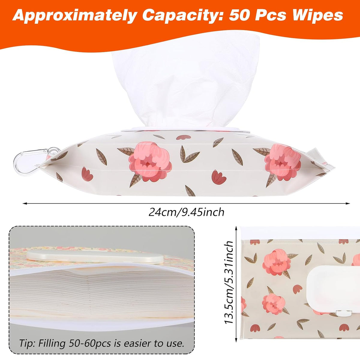 3 Pcs Travel Wipes Case, Portable Reusable Wipes Pouch, Waterproof and Dustproof Wipe Holder Travel for Diaper Bags and Strollers, and It is Easy to Keep Wipe Fresh
