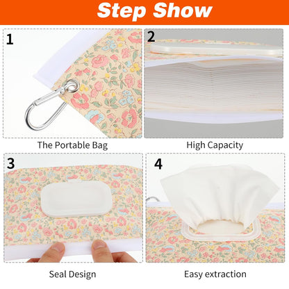 3 Pcs Travel Wipes Case, Portable Reusable Wipes Pouch, Waterproof and Dustproof Wipe Holder Travel for Diaper Bags and Strollers, and It is Easy to Keep Wipe Fresh