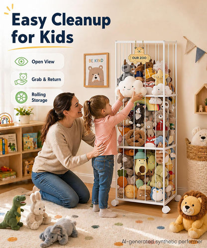 Kids Stuffed Animal Storage: Large Capacity in a 54" Tall Plush Tower