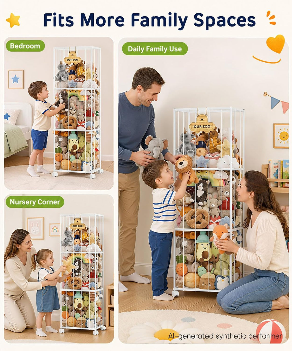 Kids Stuffed Animal Storage: Large Capacity in a 54" Tall Plush Tower