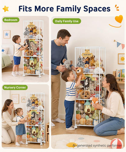 Kids Stuffed Animal Storage: Large Capacity in a 54" Tall Plush Tower