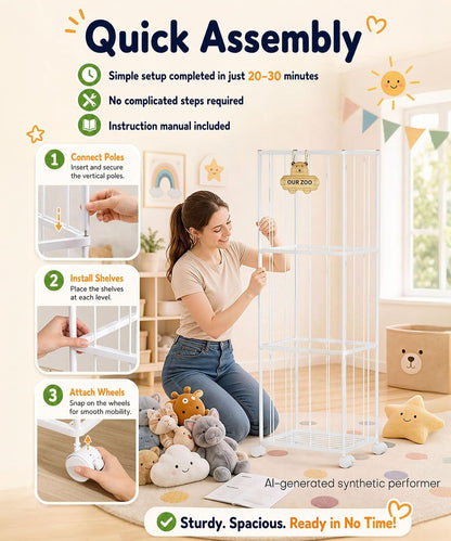 Kids Stuffed Animal Storage: Large Capacity in a 54" Tall Plush Tower