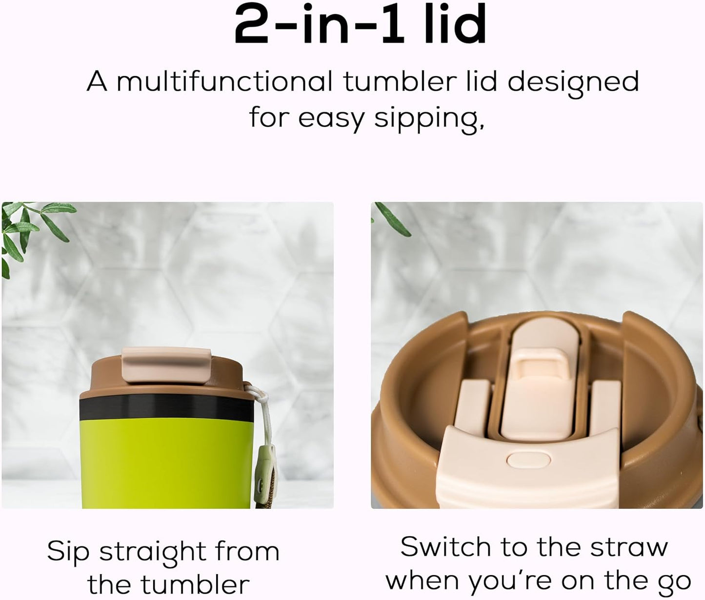 Insulated 16oz Stainless Steel Tumbler Mug Leakproof Double Walled Vacuum Thermal Coffee Cup with 2-in-1 Straw & Lid, Cupholder-Friendly Travel Mug for Hot & Cold Drinks (Pink)