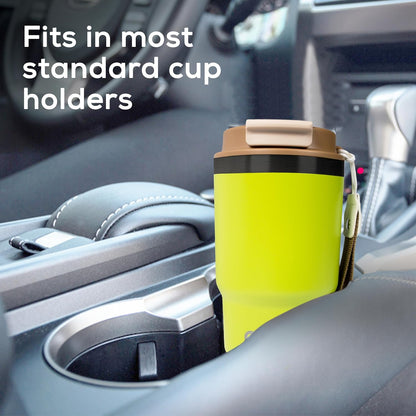 Insulated 16oz Stainless Steel Tumbler Mug Leakproof Double Walled Vacuum Thermal Coffee Cup with 2-in-1 Straw & Lid, Cupholder-Friendly Travel Mug for Hot & Cold Drinks (Pink)