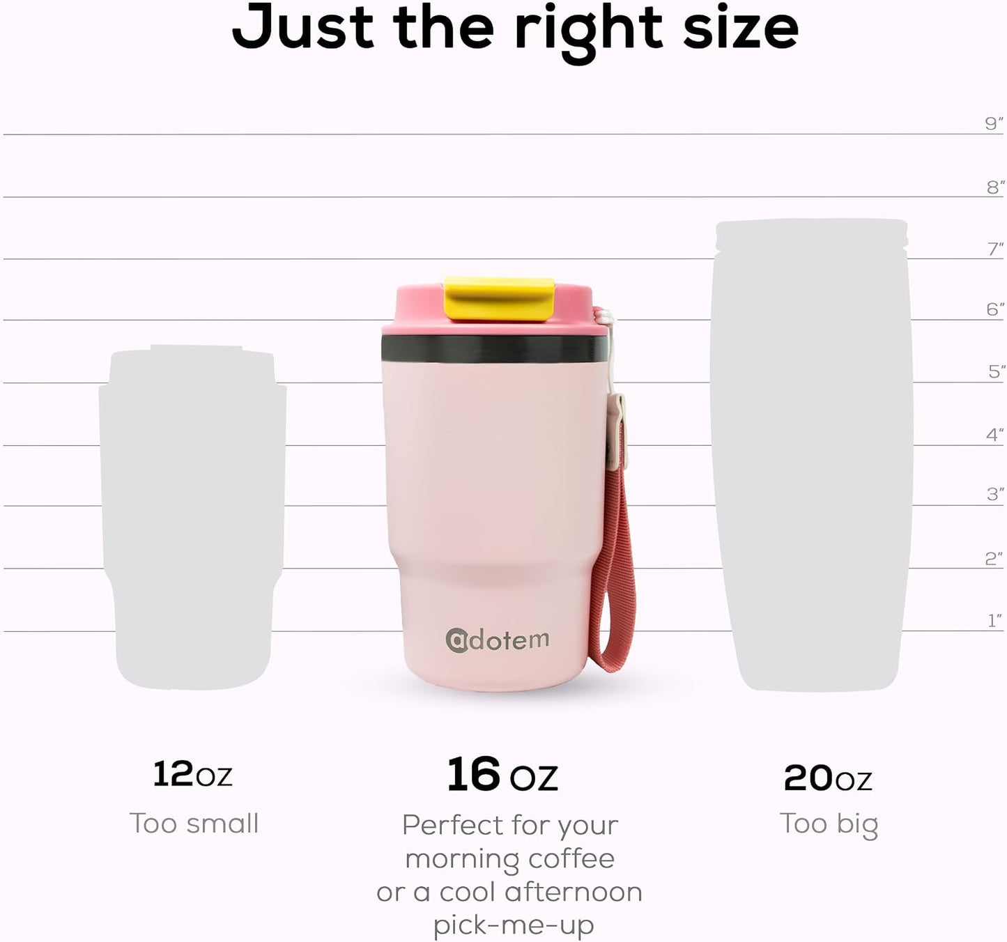 Insulated 16oz Stainless Steel Tumbler Mug Leakproof Double Walled Vacuum Thermal Coffee Cup with 2-in-1 Straw & Lid, Cupholder-Friendly Travel Mug for Hot & Cold Drinks (Pink)