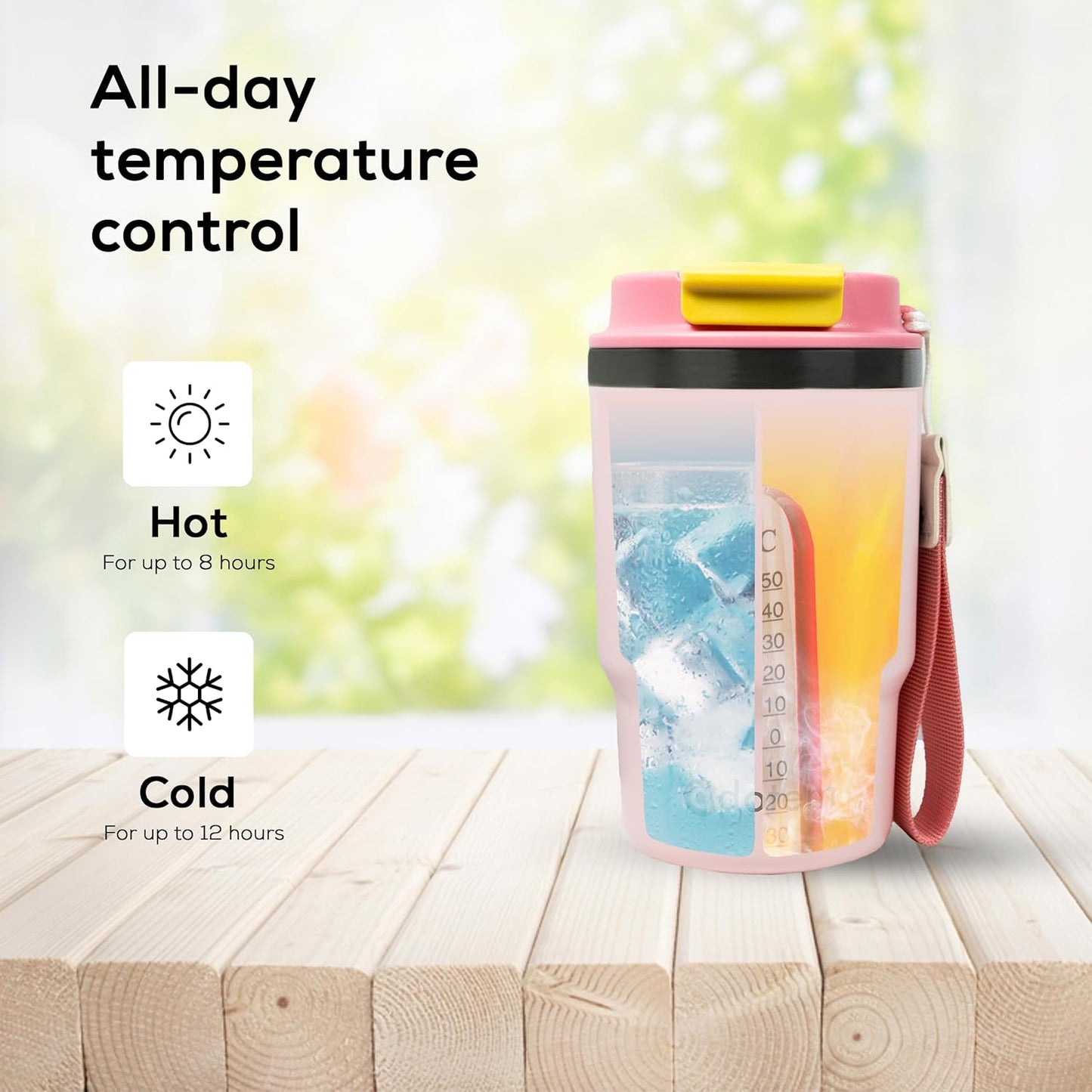 Insulated 16oz Stainless Steel Tumbler Mug Leakproof Double Walled Vacuum Thermal Coffee Cup with 2-in-1 Straw & Lid, Cupholder-Friendly Travel Mug for Hot & Cold Drinks (Pink)