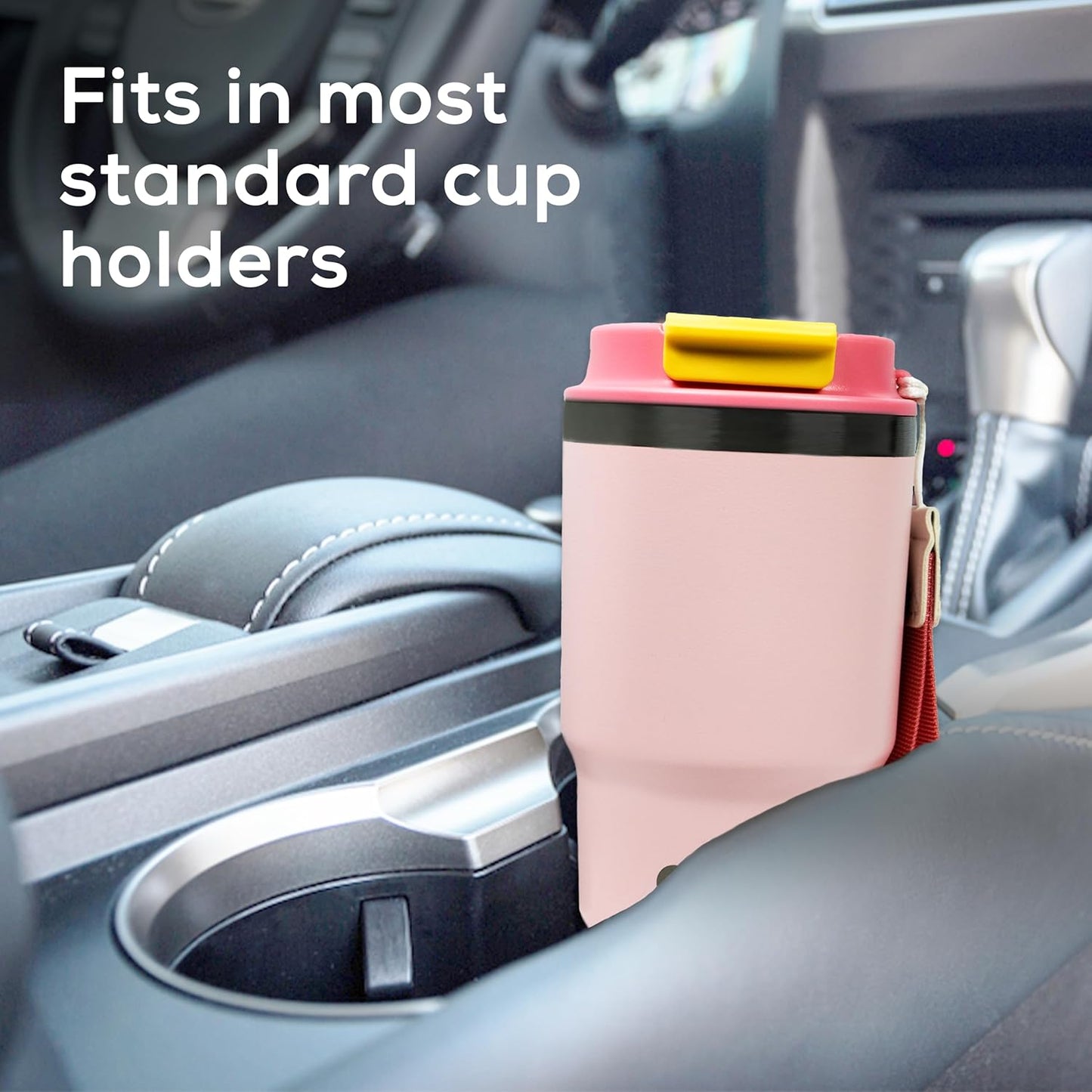 Insulated 16oz Stainless Steel Tumbler Mug Leakproof Double Walled Vacuum Thermal Coffee Cup with 2-in-1 Straw & Lid, Cupholder-Friendly Travel Mug for Hot & Cold Drinks (Pink)