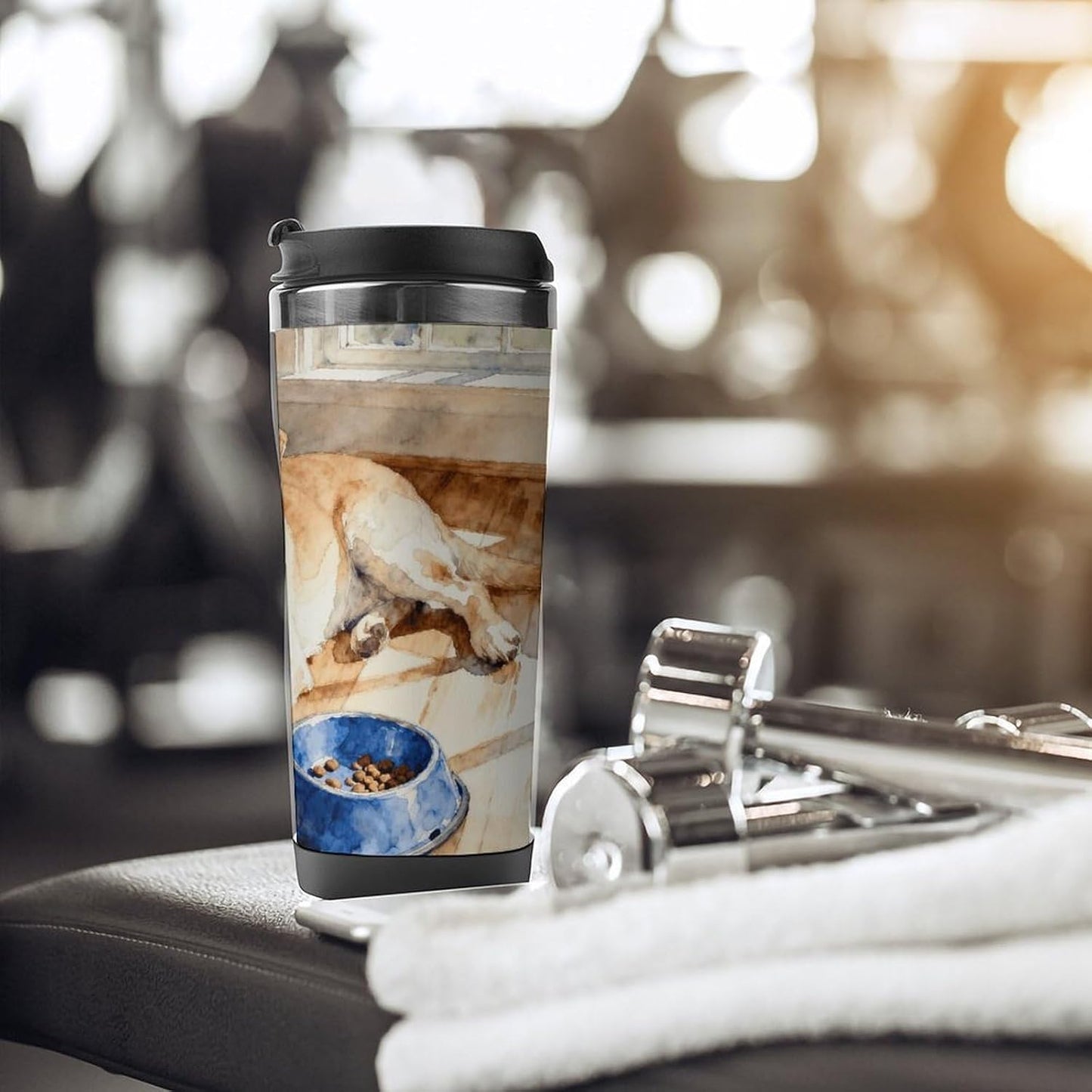 13oz Insulated Travel Coffee Mug Reusable Coffee Cup Water Bottle | Rustic Labrador Travel Mug with Leak Proof Lid Double Wall Stainless Steel Coffee Tumbler Personalized Gift