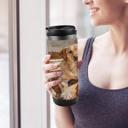 13oz Insulated Travel Coffee Mug Reusable Coffee Cup Water Bottle | Rustic Labrador Travel Mug with Leak Proof Lid Double Wall Stainless Steel Coffee Tumbler Personalized Gift