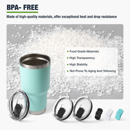 10 oz 295 ml Tumbler Lids,Magnetic Tumbler Lid Replacement for Travel Coffee Mug,BPA Free 2 Pack Black Tumbler Lids & 3 Pack Magnetic Slider