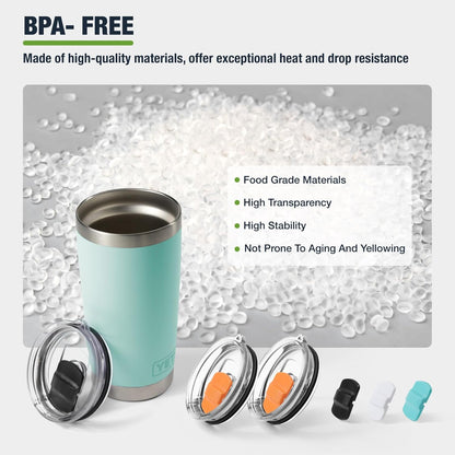 10 oz 295 ml Tumbler Lids,Magnetic Tumbler Lid Replacement for Travel Coffee Mug,BPA Free 2 Pack Black Tumbler Lids & 3 Pack Magnetic Slider