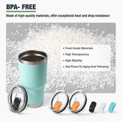 10 oz 295 ml Tumbler Lids,Magnetic Tumbler Lid Replacement for Travel Coffee Mug,BPA Free 2 Pack Black Tumbler Lids & 3 Pack Magnetic Slider