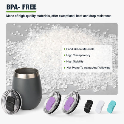 10 oz 295 ml Tumbler Lids,Magnetic Tumbler Lid Replacement for Travel Coffee Mug,BPA Free 2 Pack Black Tumbler Lids & 3 Pack Magnetic Slider