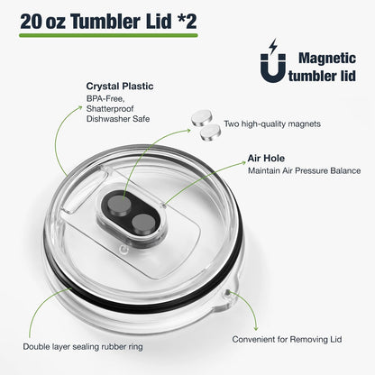 10 oz 295 ml Tumbler Lids,Magnetic Tumbler Lid Replacement for Travel Coffee Mug,BPA Free 2 Pack Black Tumbler Lids & 3 Pack Magnetic Slider