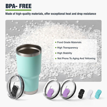 10 oz 295 ml Tumbler Lids,Magnetic Tumbler Lid Replacement for Travel Coffee Mug,BPA Free 2 Pack Black Tumbler Lids & 3 Pack Magnetic Slider