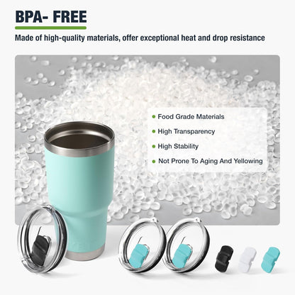 10 oz 295 ml Tumbler Lids,Magnetic Tumbler Lid Replacement for Travel Coffee Mug,BPA Free 2 Pack Black Tumbler Lids & 3 Pack Magnetic Slider