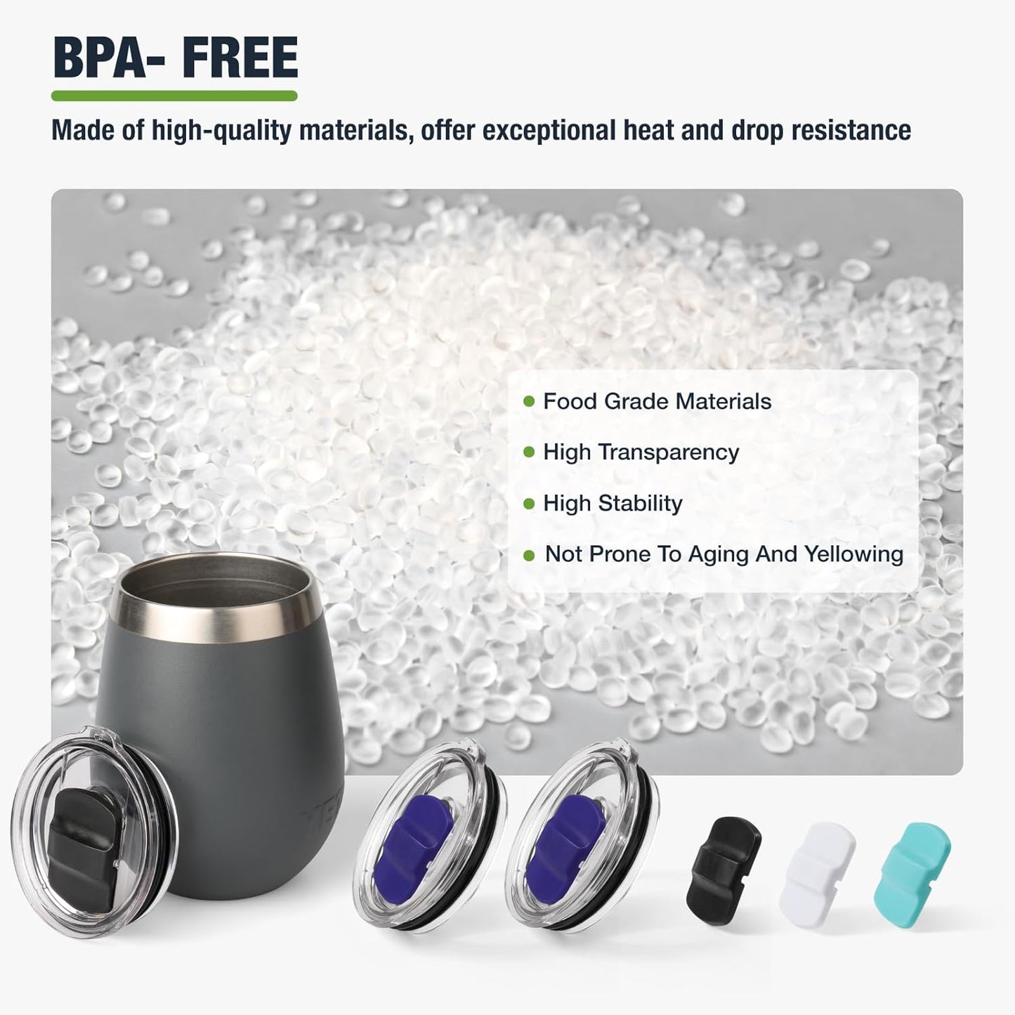 10 oz 295 ml Tumbler Lids,Magnetic Tumbler Lid Replacement for Travel Coffee Mug,BPA Free 2 Pack Black Tumbler Lids & 3 Pack Magnetic Slider