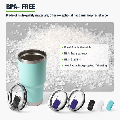 10 oz 295 ml Tumbler Lids,Magnetic Tumbler Lid Replacement for Travel Coffee Mug,BPA Free 2 Pack Black Tumbler Lids & 3 Pack Magnetic Slider