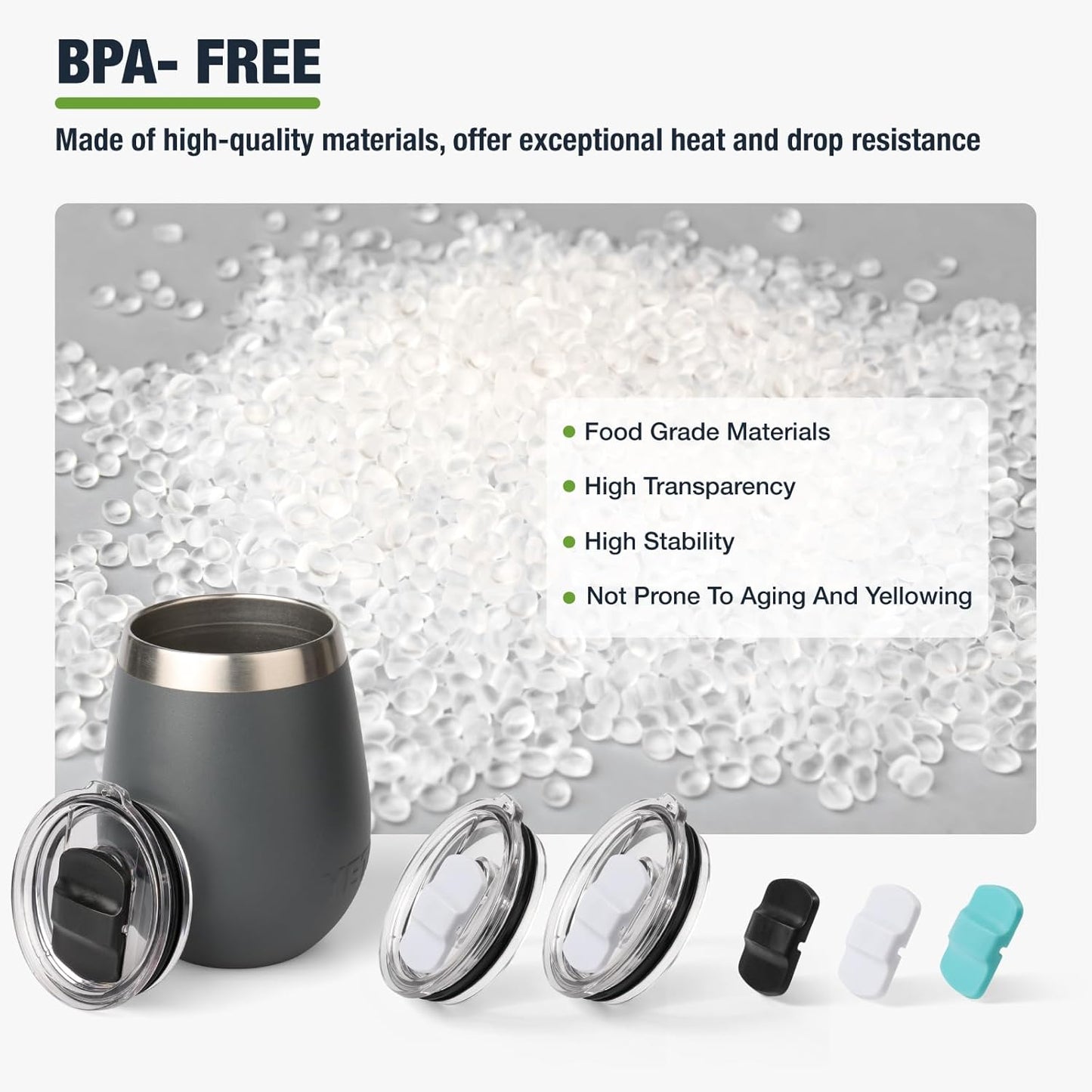 10 oz 295 ml Tumbler Lids,Magnetic Tumbler Lid Replacement for Travel Coffee Mug,BPA Free 2 Pack Black Tumbler Lids & 3 Pack Magnetic Slider