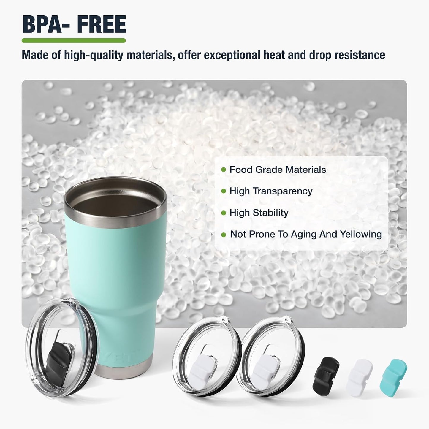 10 oz 295 ml Tumbler Lids,Magnetic Tumbler Lid Replacement for Travel Coffee Mug,BPA Free 2 Pack Black Tumbler Lids & 3 Pack Magnetic Slider