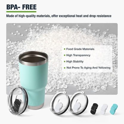 10 oz 295 ml Tumbler Lids,Magnetic Tumbler Lid Replacement for Travel Coffee Mug,BPA Free 2 Pack Black Tumbler Lids & 3 Pack Magnetic Slider