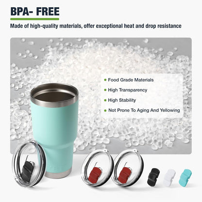 10 oz 295 ml Tumbler Lids,Magnetic Tumbler Lid Replacement for Travel Coffee Mug,BPA Free 2 Pack Black Tumbler Lids & 3 Pack Magnetic Slider