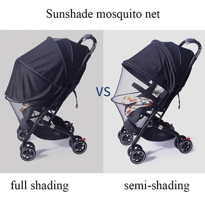 Stroller Cover with Mosquito Net and Sun Shade, Universal Fit, Double Zipper Design, Black