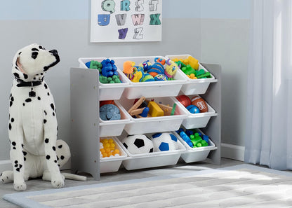 MySize 9 Bin Plastic Toy Organizer - Greenguard Gold Certified, Grey