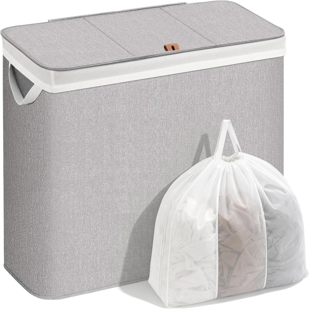 Triple Laundry Hamper with Lid, Metal Frame Laundry Baskets