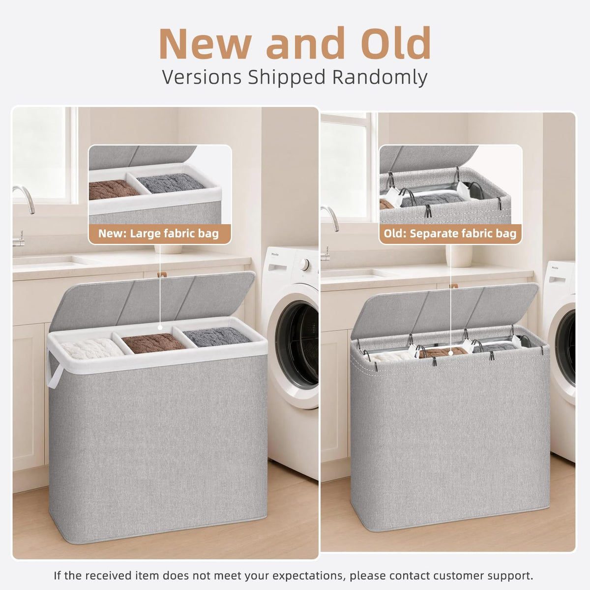 Triple Laundry Hamper with Lid, Metal Frame Laundry Baskets